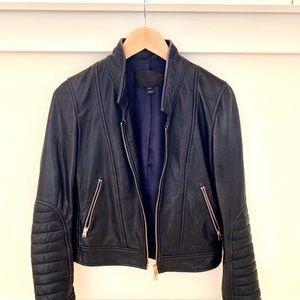 J crew Collection Leather Moto Jacket Sz 0